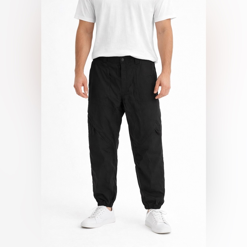 Diesel Men's Black Cargo Joggers with Elastic Ankles